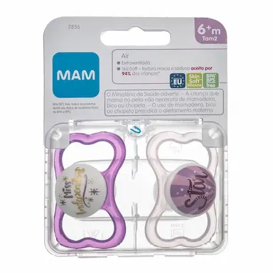 Kit Chupeta MAM Air Cor Rosa Tamanho 2 - maiores de 6 meses com 2 unidades