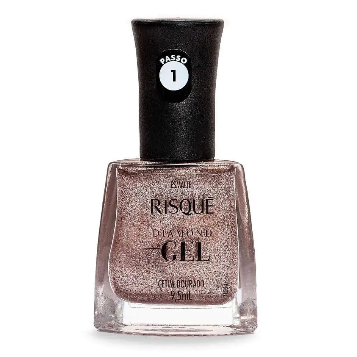 Esmalte Risqué Diamond Gel Cetim Dourado Hipoalergênico com 9,5ml