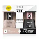 Kit Esmalte Risqué Diamond Gel Noz Moscada + Top Coat Fixador com 9,5ml cada