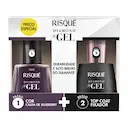 Kit Esmalte Risqué Diamond Gel Calda de Blueberry + Top Coat Fixador Risqué com 9,5ml cada