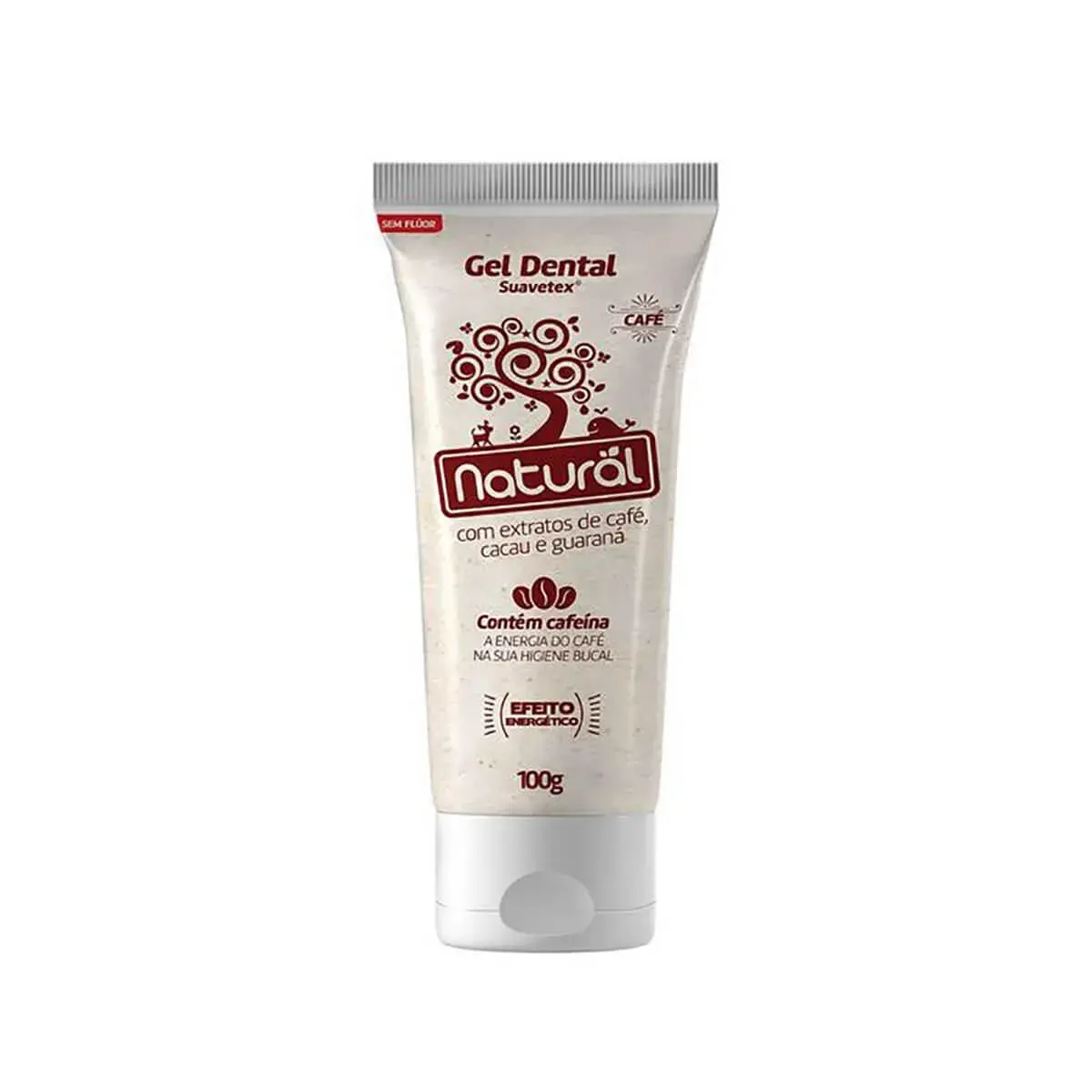 Gel Dental Natural Extrato de Café, Cacau e Guaraná sem Flúor com 100g