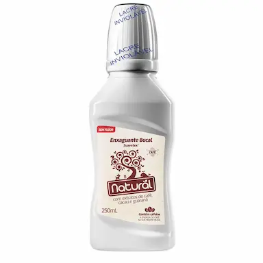 Enxaguante Antisséptico Bucal Suavetex Natural Extrato de Café, Cacau e Guaraná Sem Flúor com 250ml