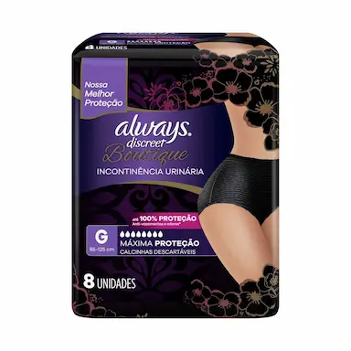 Roupa Íntima Feminina Always Discreet Boutique Máxima Proteção G 8 unidades
