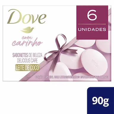 Kit Sabonete em Barra Dove com Carinho Leite de Coco com 6 unidades de 90g cada