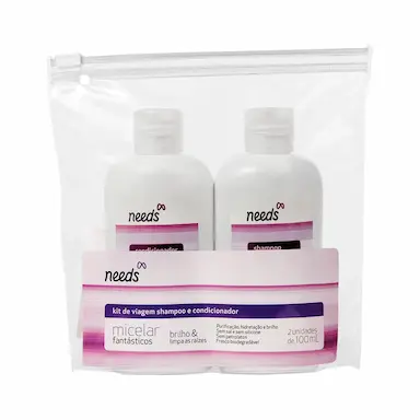 Kit de Viagem Needs Micelar Fantásticos com 1 Shampoo + 1 Condicionador de 100ml cada