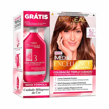 Tintura Permanente Imédia Excellence 6.1 Louro Escuro + Creme