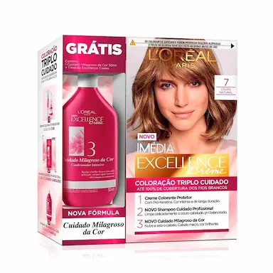 Tintura Permanente Imédia Excellence 7 Louro Natural + Creme