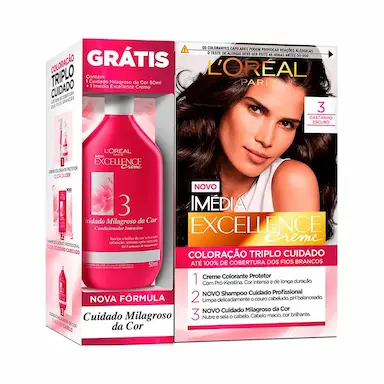 Tintura Permanente Imédia Excellence 3 Castanho EScuro + Creme