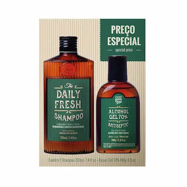 Kit QOD Barber Shop Shampoo com 220ml+ Álcool Gel com 145ml