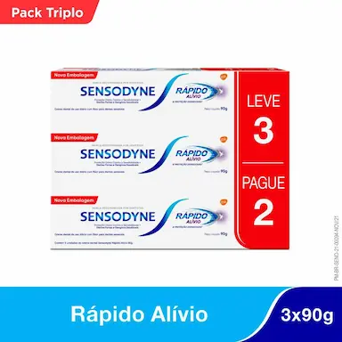 Kit Pasta de Dente Sensodyne Rápido Alívio para Dentes Sensíveis 3 unidades