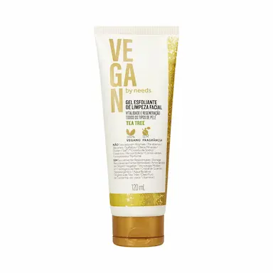Gel Esfoliante de Limpeza Facial Vegan By Needs Tea Tree sem Fragrância com 120ml