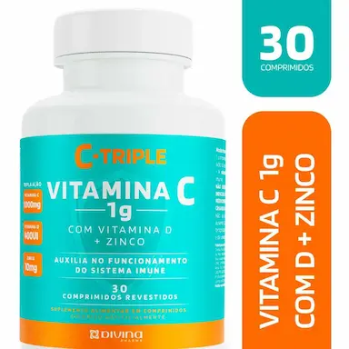 Suplemento Alimentar C-Triple 1g + 10mg + 400UI com 30 comprimidos