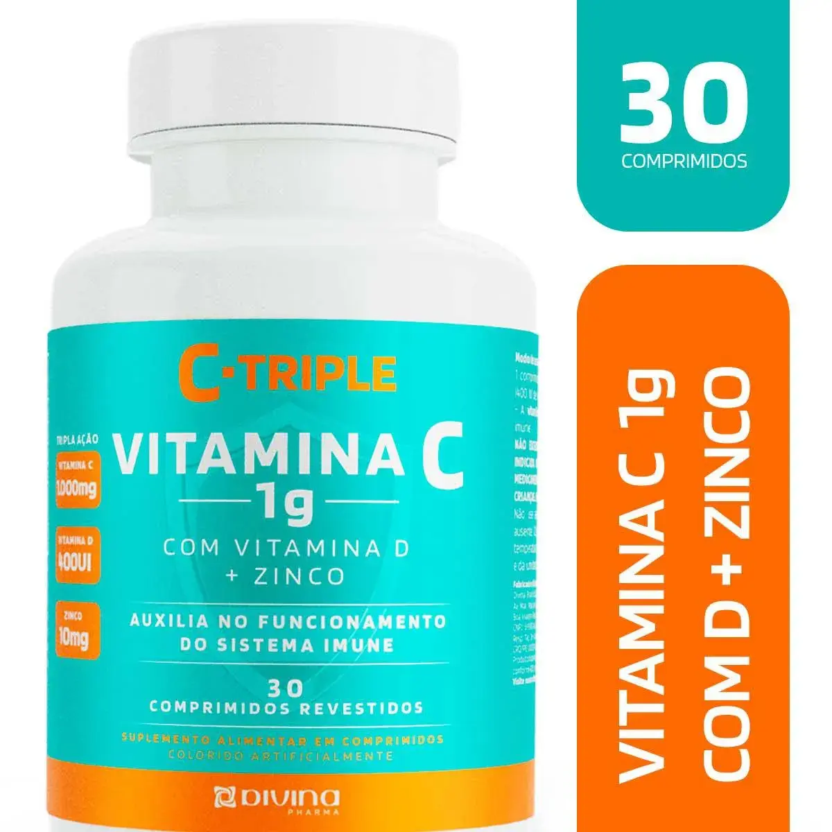 Suplemento Alimentar C-Triple 1g + 10mg + 400UI com 30 comprimidos