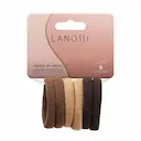 Conjunto de Elástico para Cabelo Lanossi Cappuccino com 6 unidades