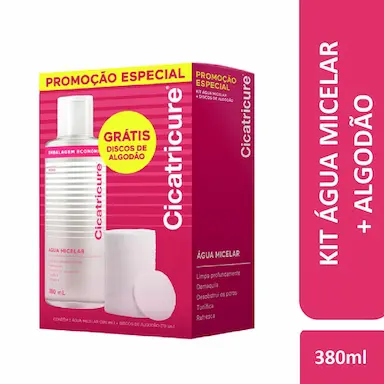 Kit Água Micelar Cicatricure com 380ml + Discos de Algodão com 70 unidades