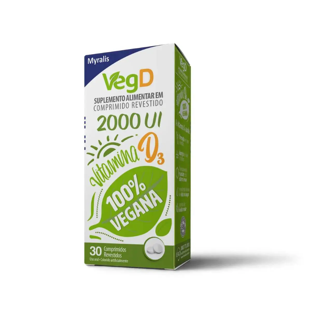 Vitamina D3 2.000UI Veg D Myralis com 30 cápsulas