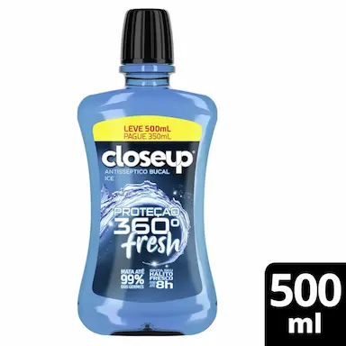 Enxaguante Antisséptico Bucal Closeup Ice Proteção 360° Fresh com 500ml