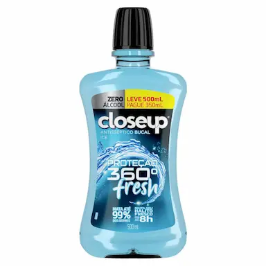 Enxaguante Antisséptico Bucal Closeup Ice Proteção 360° Fresh Zero Álcool com 500ml