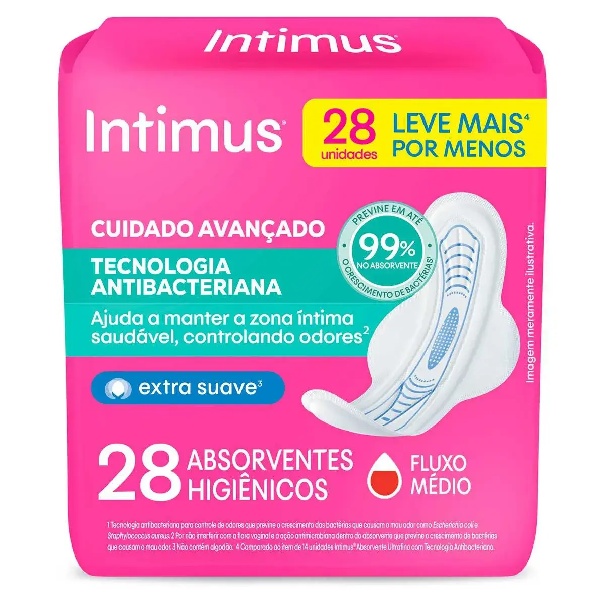 Absorvente Intimus Tecnologia Antibacteriana Com Abas com 28 unidades