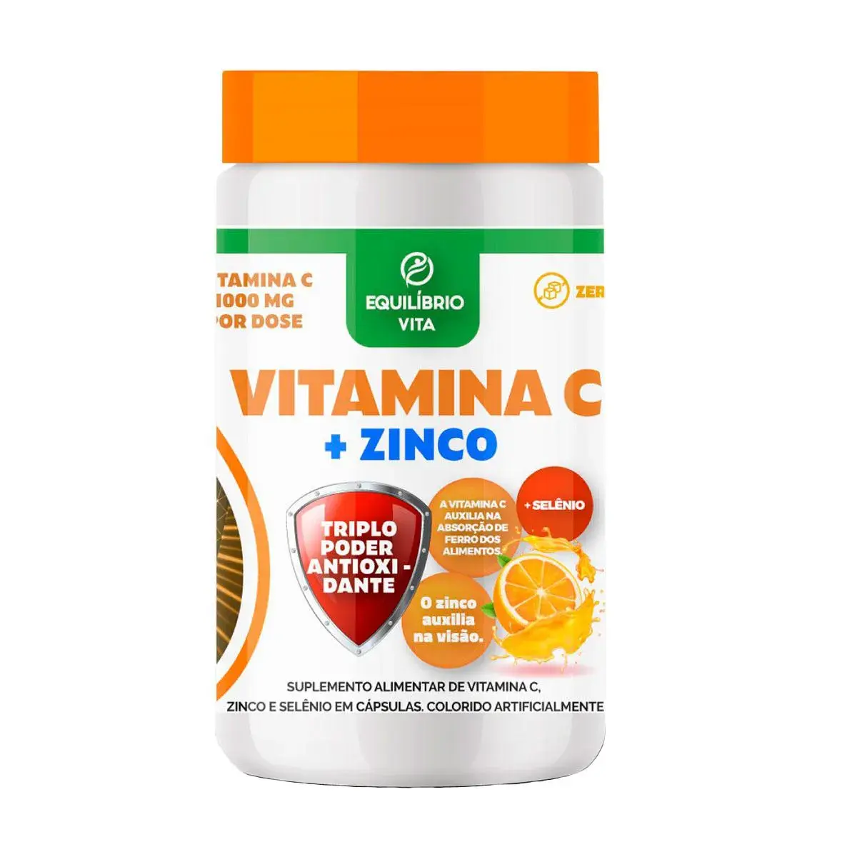 Suplemento Alimentar Equilíbrio Vita Vitamina C 1000mg + Zinco com 60 cápsulas