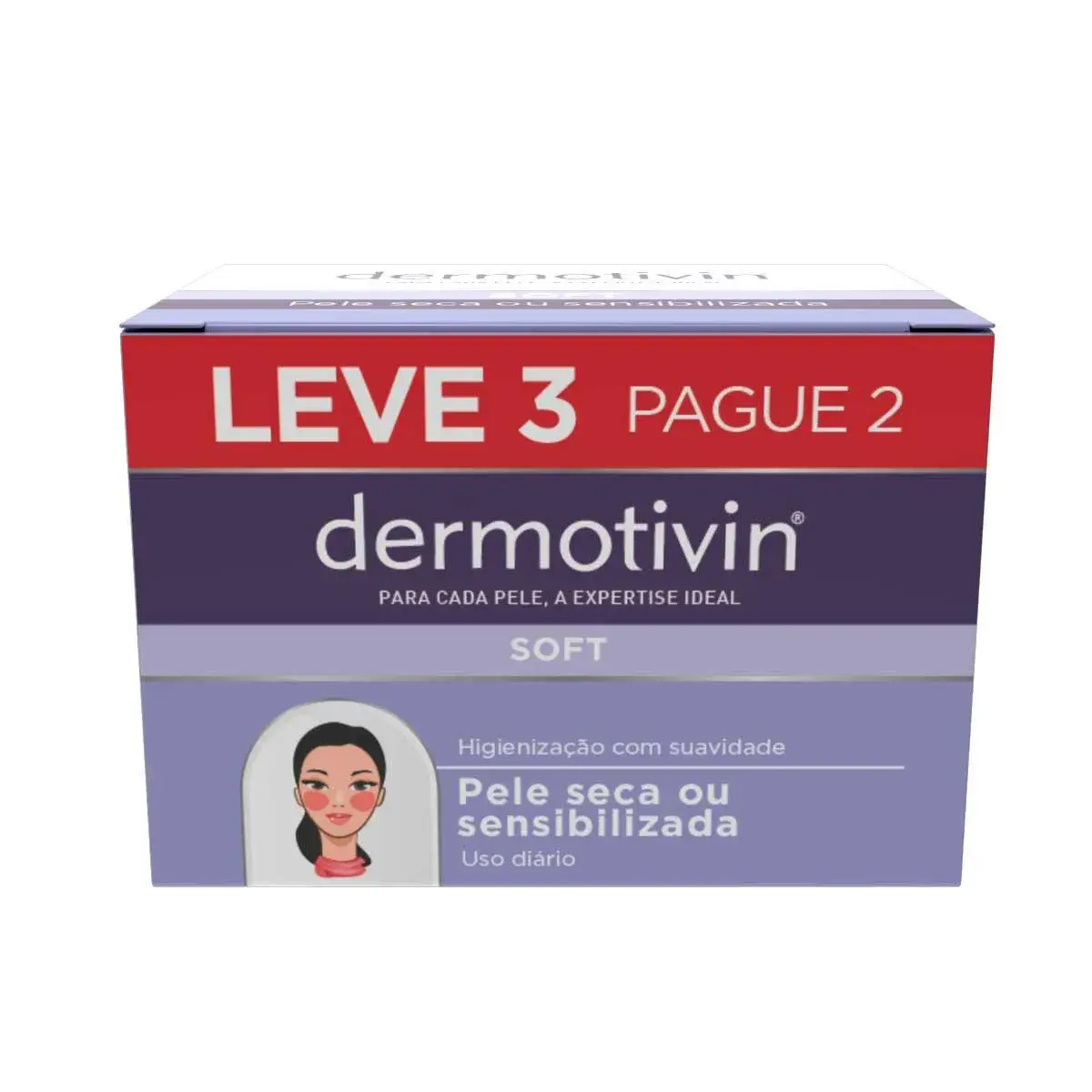Kit Sabonete Facial em Barra Dermotivin Soft com 3 unidades