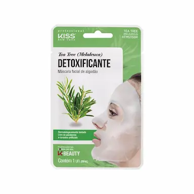 Máscara Facial de Algodão Kiss NY Tea Tree Detoxificante com 1 unidade