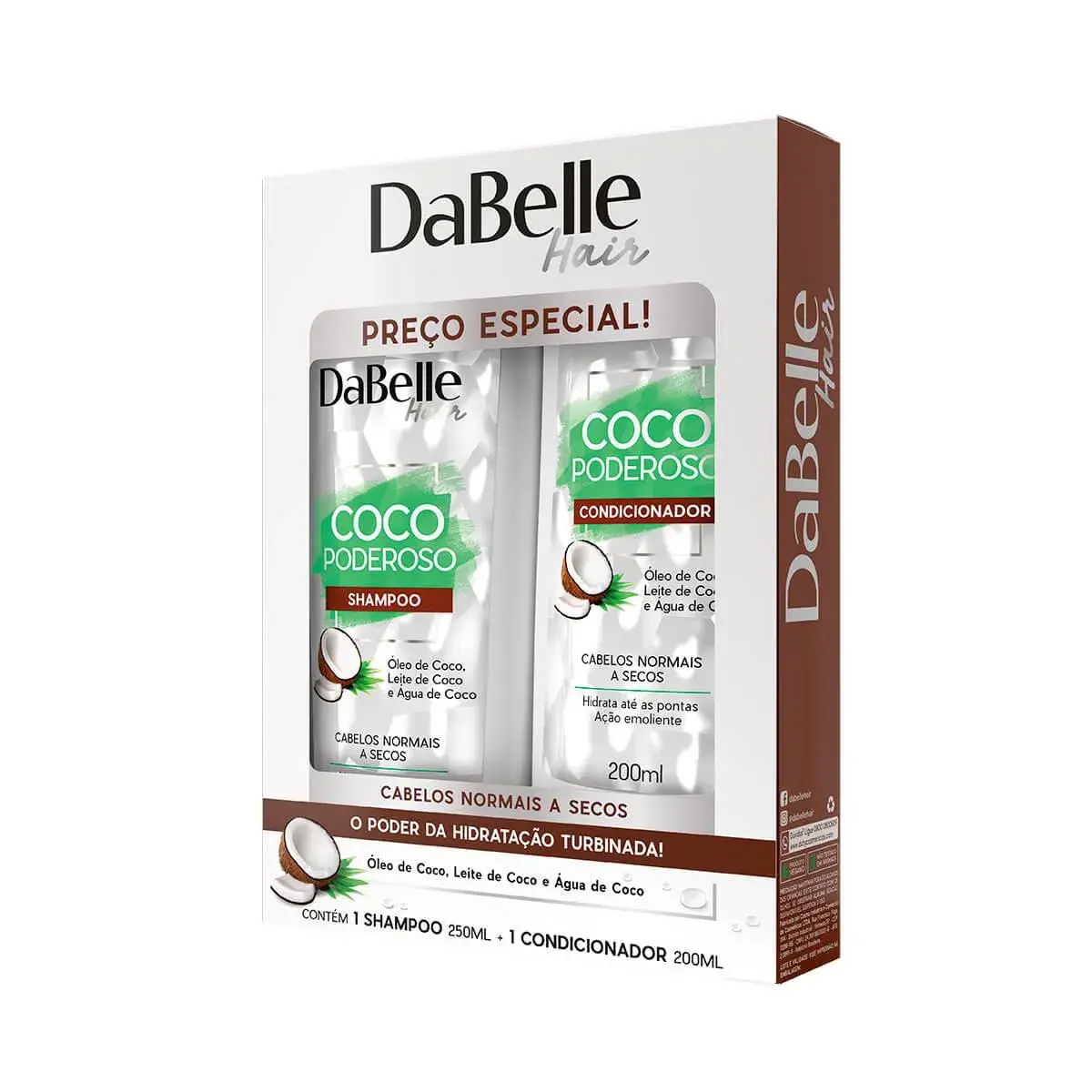 Kit DaBelle Hair Coco Poderoso com Shampoo de 250ml + Condicionador de 200ml