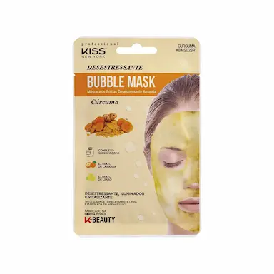 Máscara Facial de Bolhas Amarela Kiss NY Cúrcuma Desestressante com 1 unidade