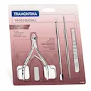 Kit para Unhas Tramontina em Aço Inox com Alicate + Empurrador + Palito + Pinça