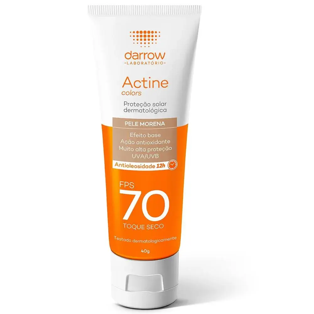 Protetor Solar Facial Actine Colors Pele Morena FPS 70 com 40g