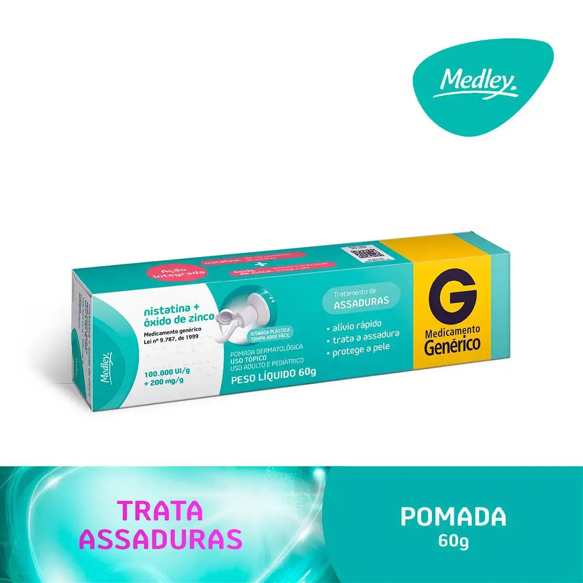 Nistatina 100.000UI/g + Óxido de Zinco 200mg/g Medley Pomada com 60g