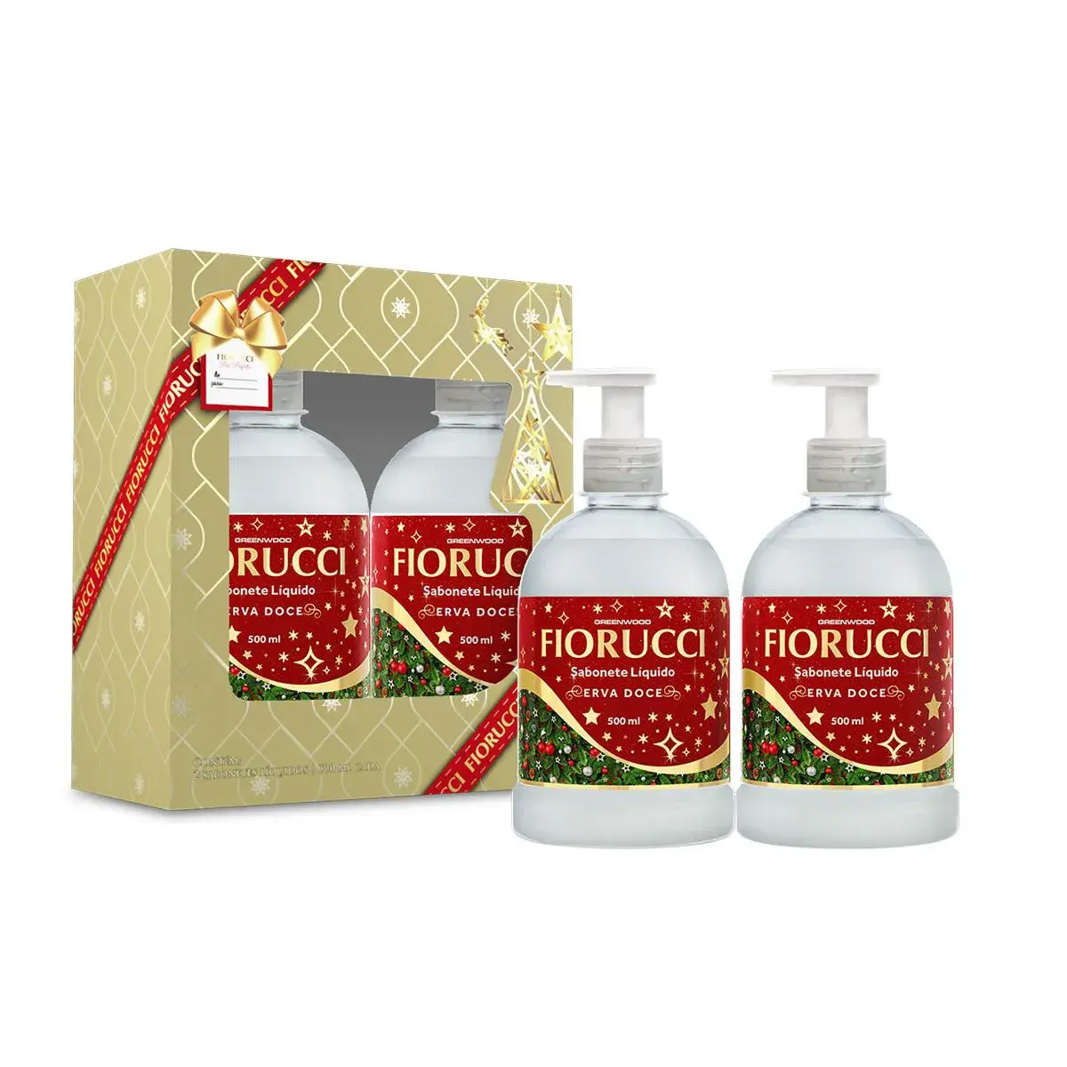 Kit Sabonete Líquido Fiorucci Erva Doce Dueto com 2 unidades de 500ml cada
