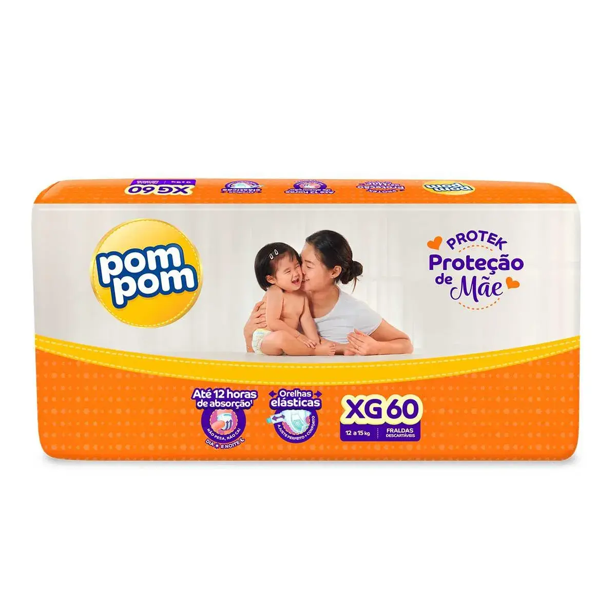 Fralda Pom Pom Protek Proteção de Mãe XG - 60 Unidades