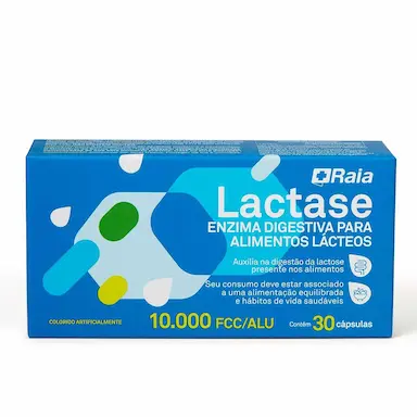 Lactase Enzima Digestiva Raia 10.000 FCC Alu 30 Cápsulas
