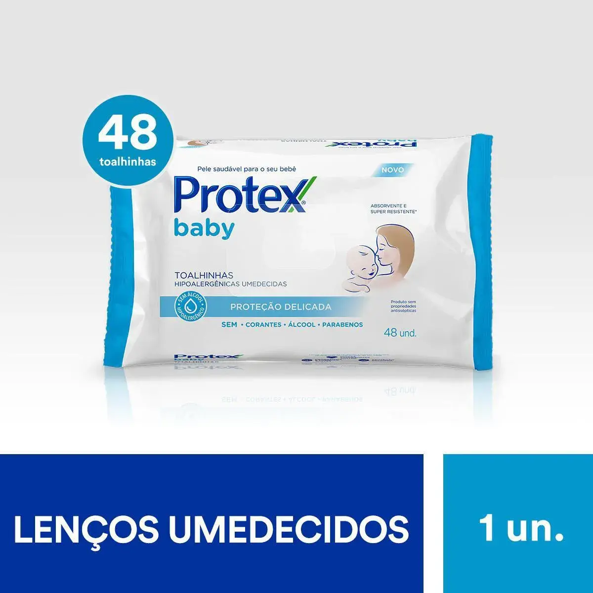 Lenço Umedecido Protex Baby Proteção Delicada com 48 unidades