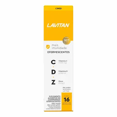 Suplemento Alimentar Lavitan CDZ Sabor Laranja Sem Açúcar com 16 comprimidos efervescentes