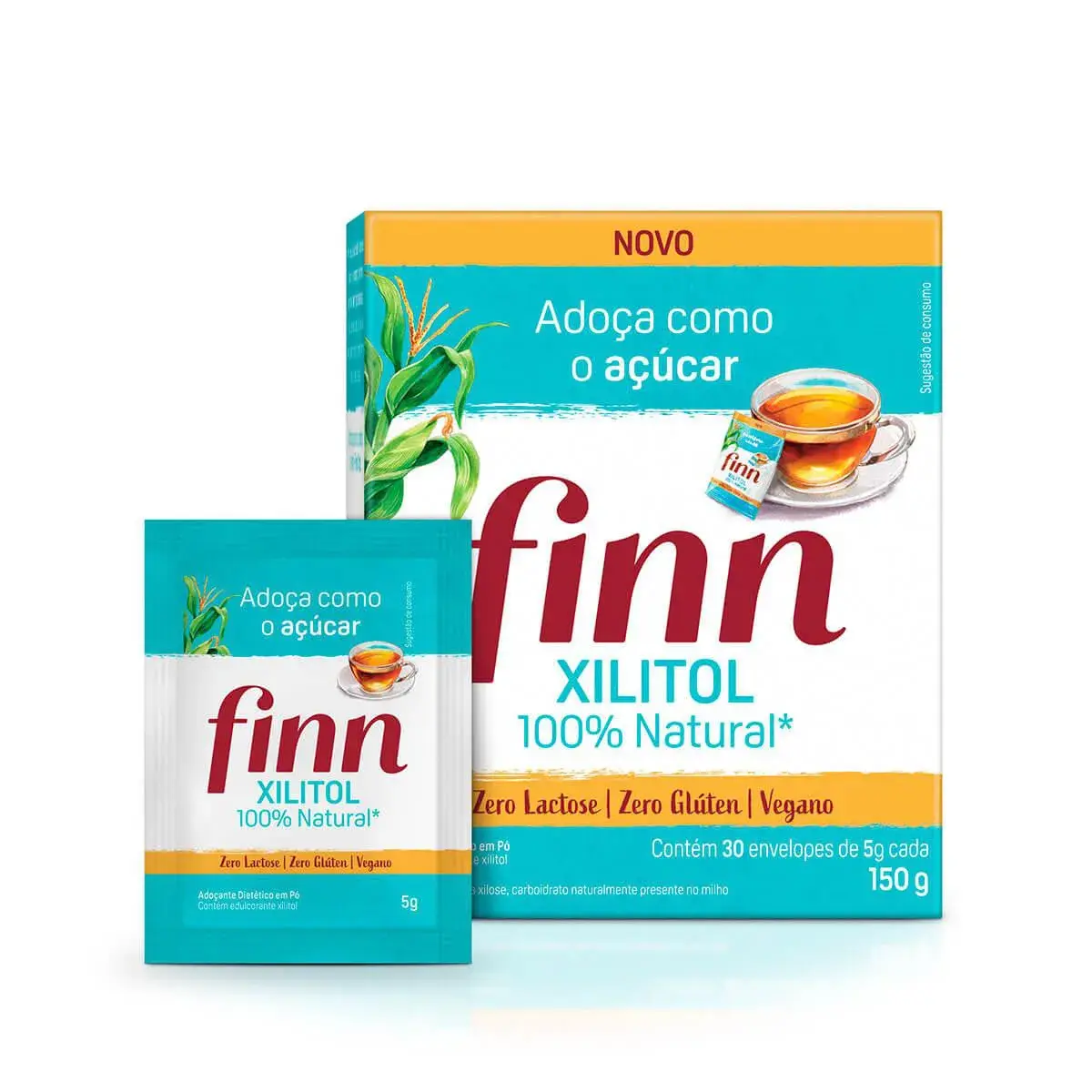 Adoçante em Pó Finn Xilitol 30 sachês de 5g cada