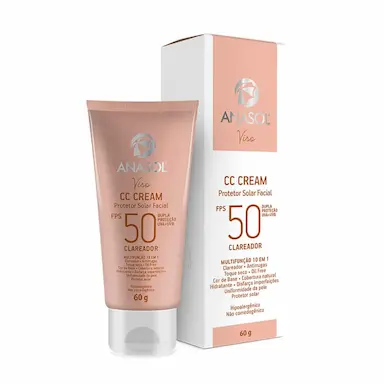 Protetor Solar Facial Anasol Viso CC Cream Clareador FPS 50 com 60g