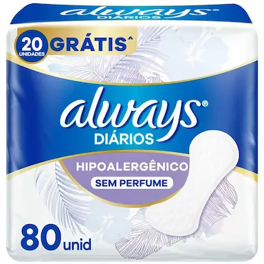 Protetor Diário Always Sensitive sem Perfume 80 unidades