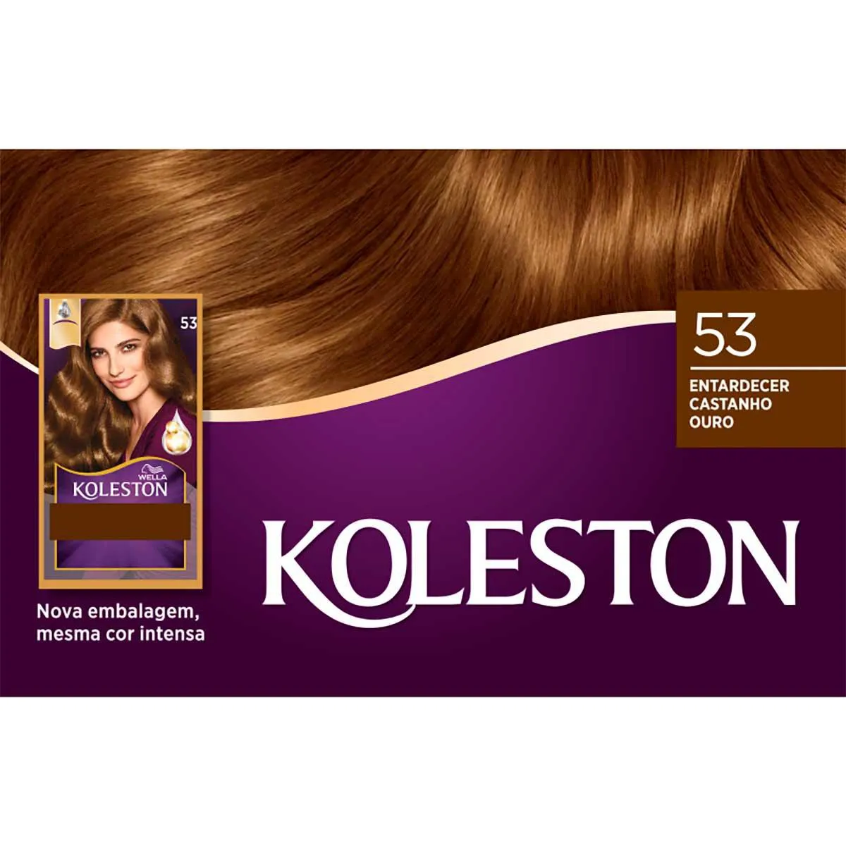 Tintura Creme Koleston Noites Iluminadas 53 Entardecer Castanho Ouro com 1 Unidade