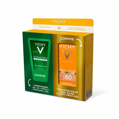 Kit Protetor Solar Idéal Soleil Clarify Cor Média FPS 60 + Gel de Limpeza Normaderm com 40g cada