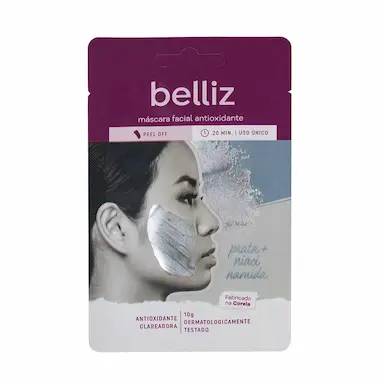 Máscara Facial Antioxidante Belliz Prata com 10g