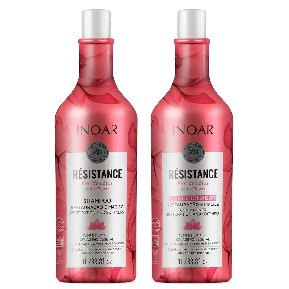 Kit Inoar Résistance Flor de Lótus Shampoo com 1L + Condicionador com 1L