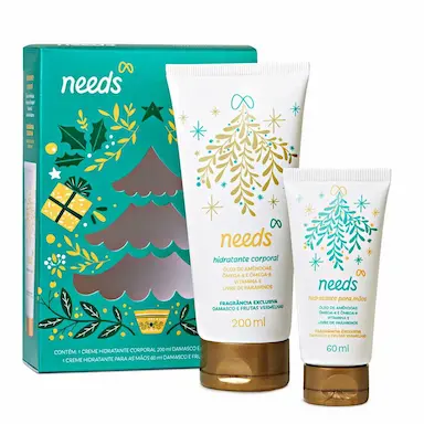 Kit Needs Natal Damasco com Frutas Vermelhas Hidratante Corporal com 200ml + Hidratante para Mãos com 60ml