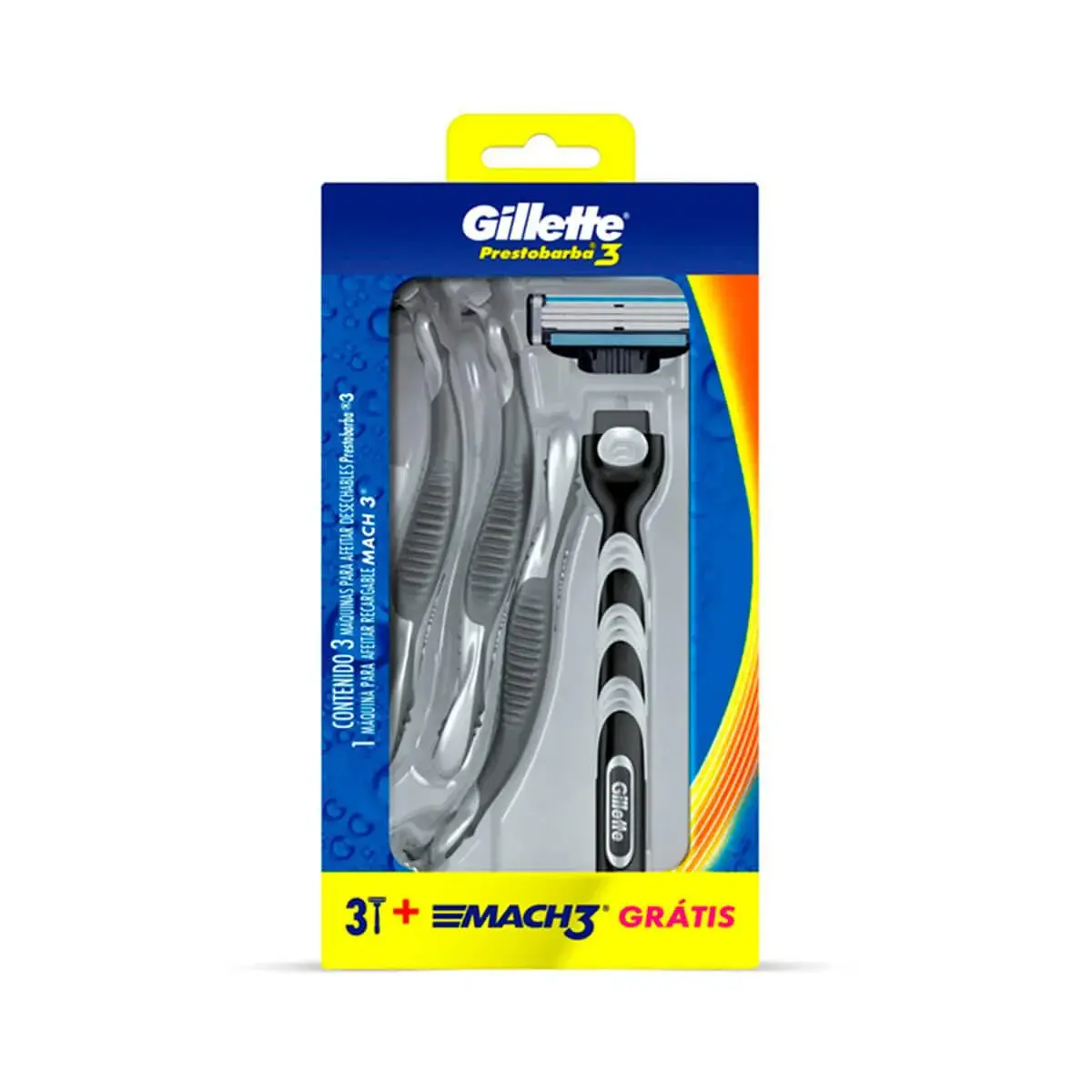 Kit Aparelho de Barbear Prestobarba 3 com 3 unidades +  1 Aparelho Gillette Mach 3