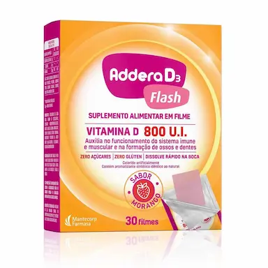 Vitamina D Addera D3 Flash 800UI Morango com 30 Sachês