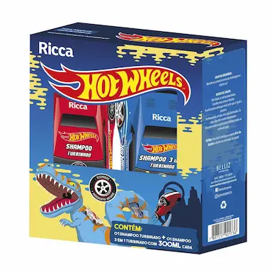 Kit Ricca Hot Wheels Shampoo Turbinado + Shampoo 3 em 1 Turbinado com 300ml cada