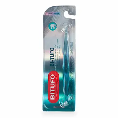 Escova de Dente Bitufo Extramacia Dois Tufos com 1 unidade + 2 protetores de cerdas