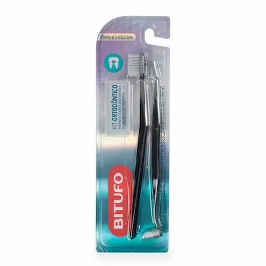 Kit Ortodôntico Bitufo com 1 Escova de Dente + 1 Escova Interdental + 6 Refis Interdentais Cônicos