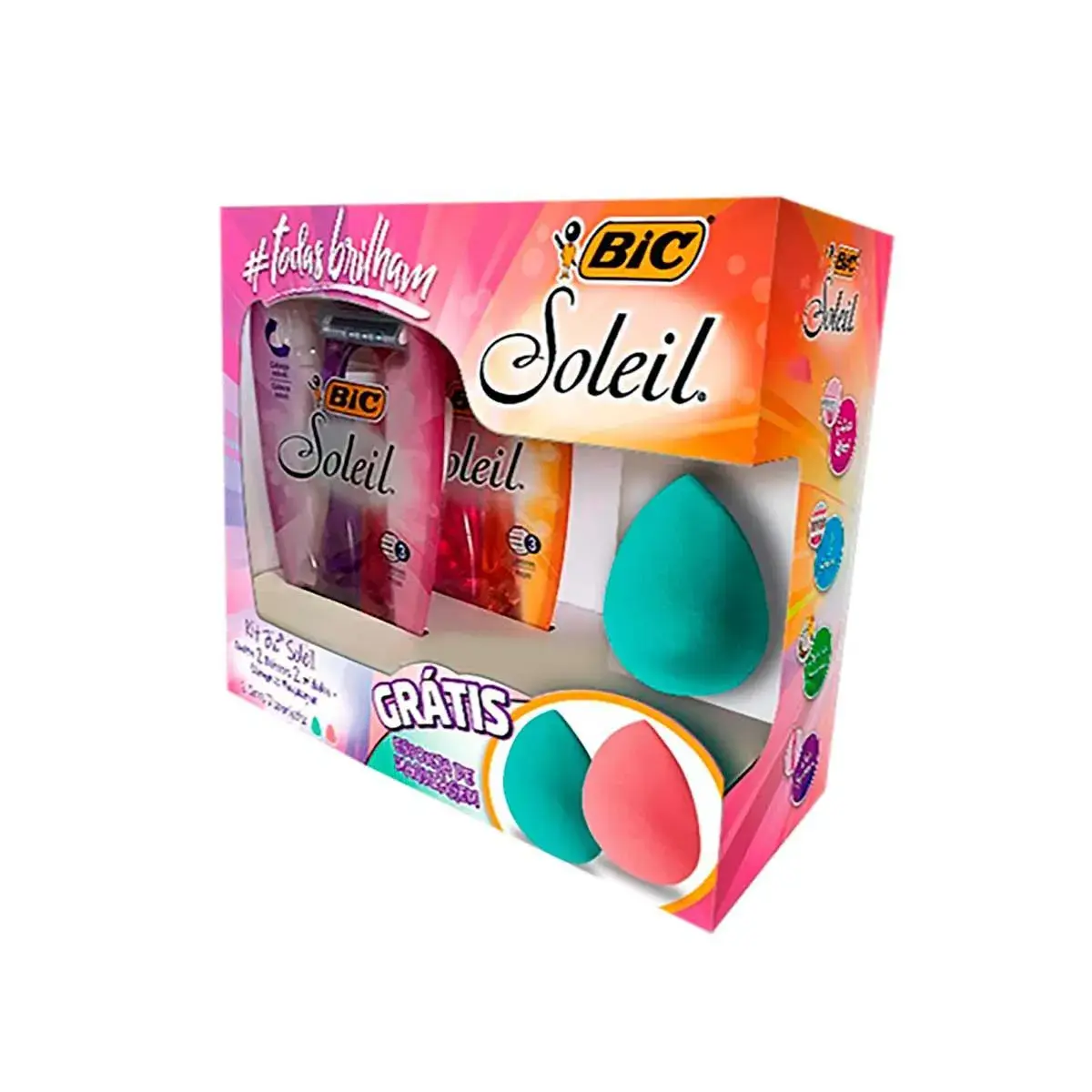Kit Aparelho de Depilar Bic Soleil com 4 unidades + Esponja de Maquiagem